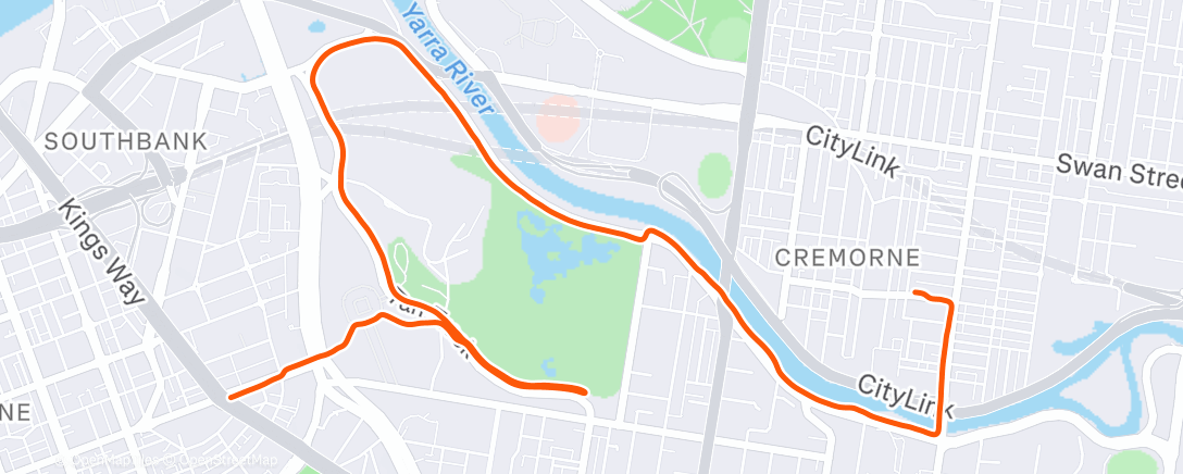 Map of the activity, Afternoon Run