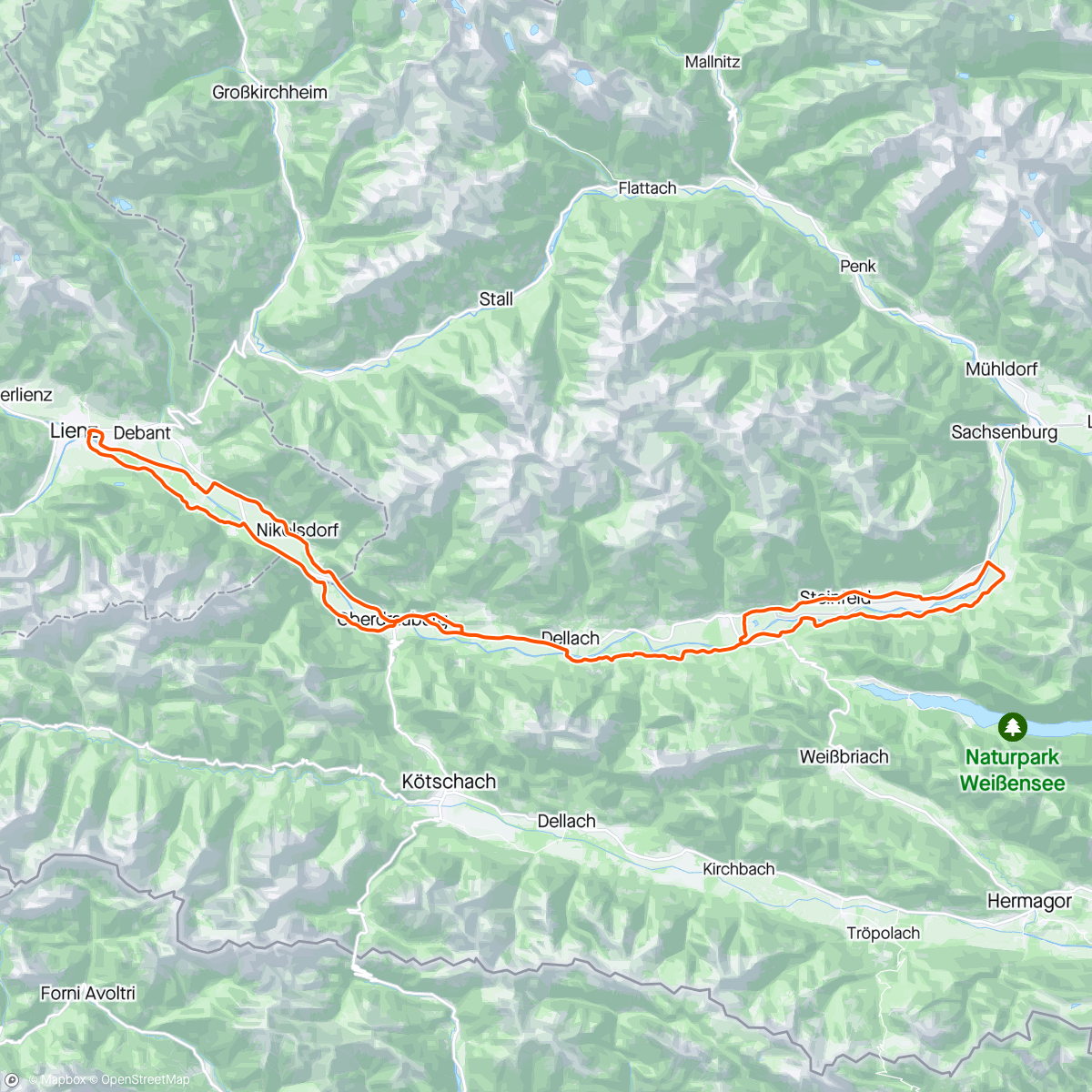 Map of the activity, Drautal100er