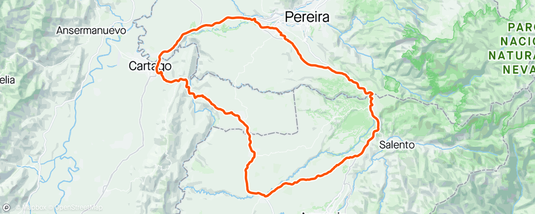 Map of the activity, Pereira - Cartago - Alcalá - Quimbaya - Montenegro - Circasia - El Manzano - Pereira