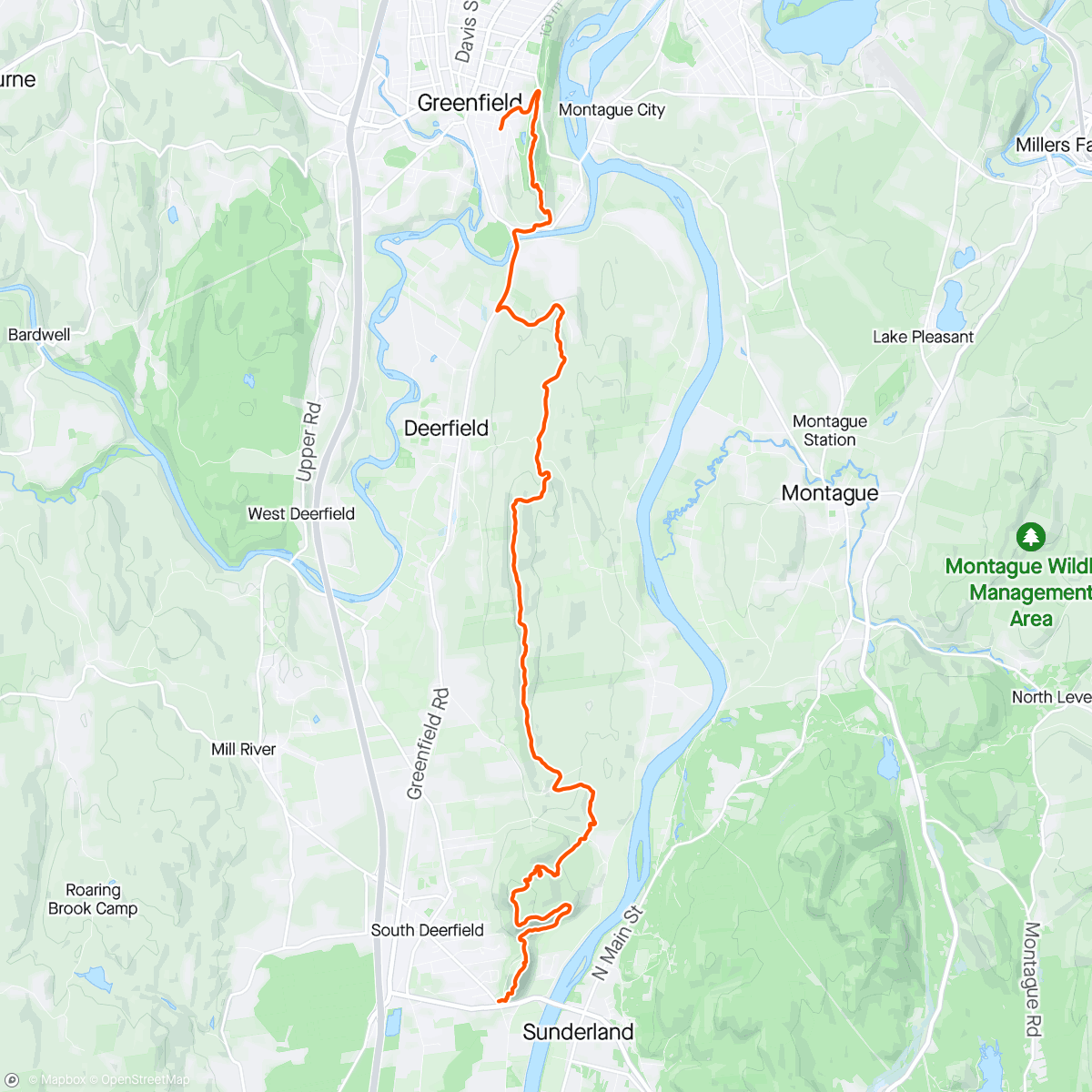 Mapa de la actividad, Pocumtuck Trek