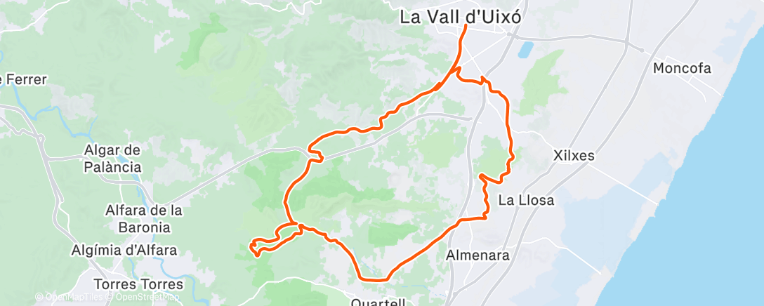 Map of the activity, Bicicleta por la tarde