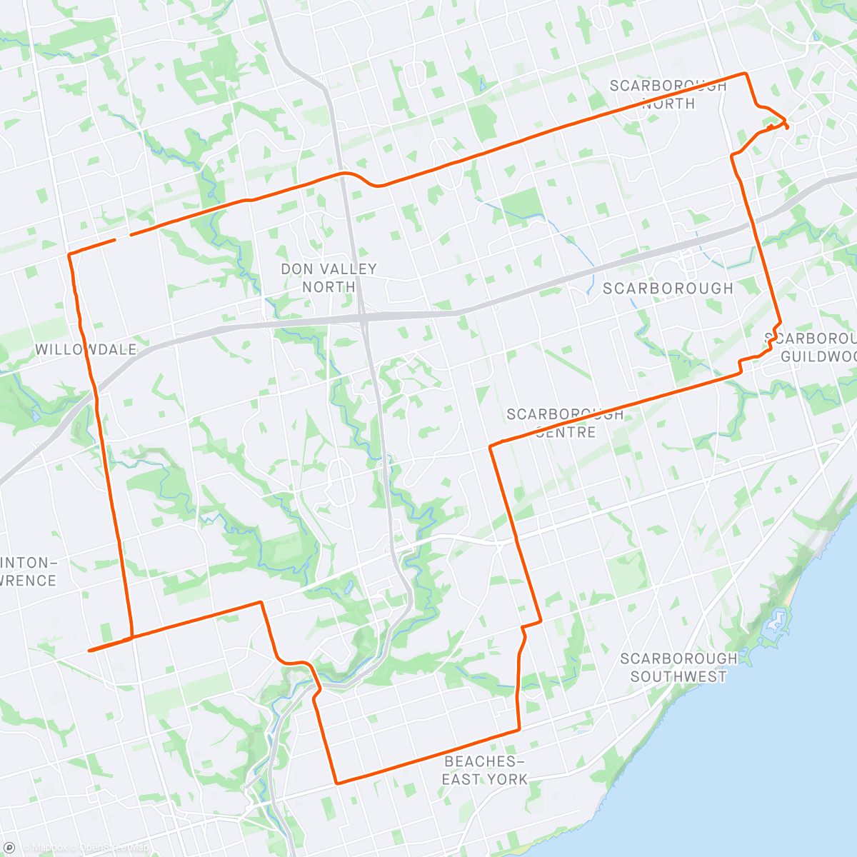 Mapa da atividade, Petit Tour de Toronto Ride with Many Stops
