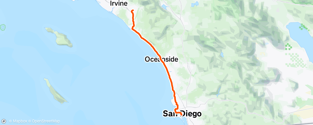 Map of the activity, Mission Viejo to San Diego🚴‍♀️🤎