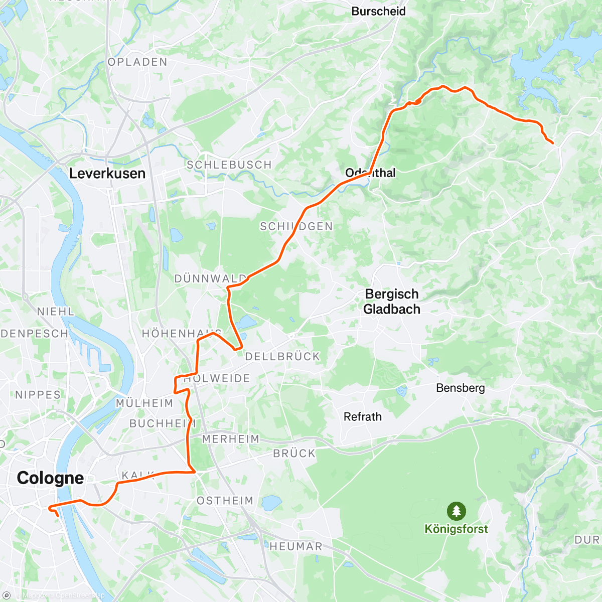 Map of the activity, ROUVY - Rund um Köln 30km | Germany