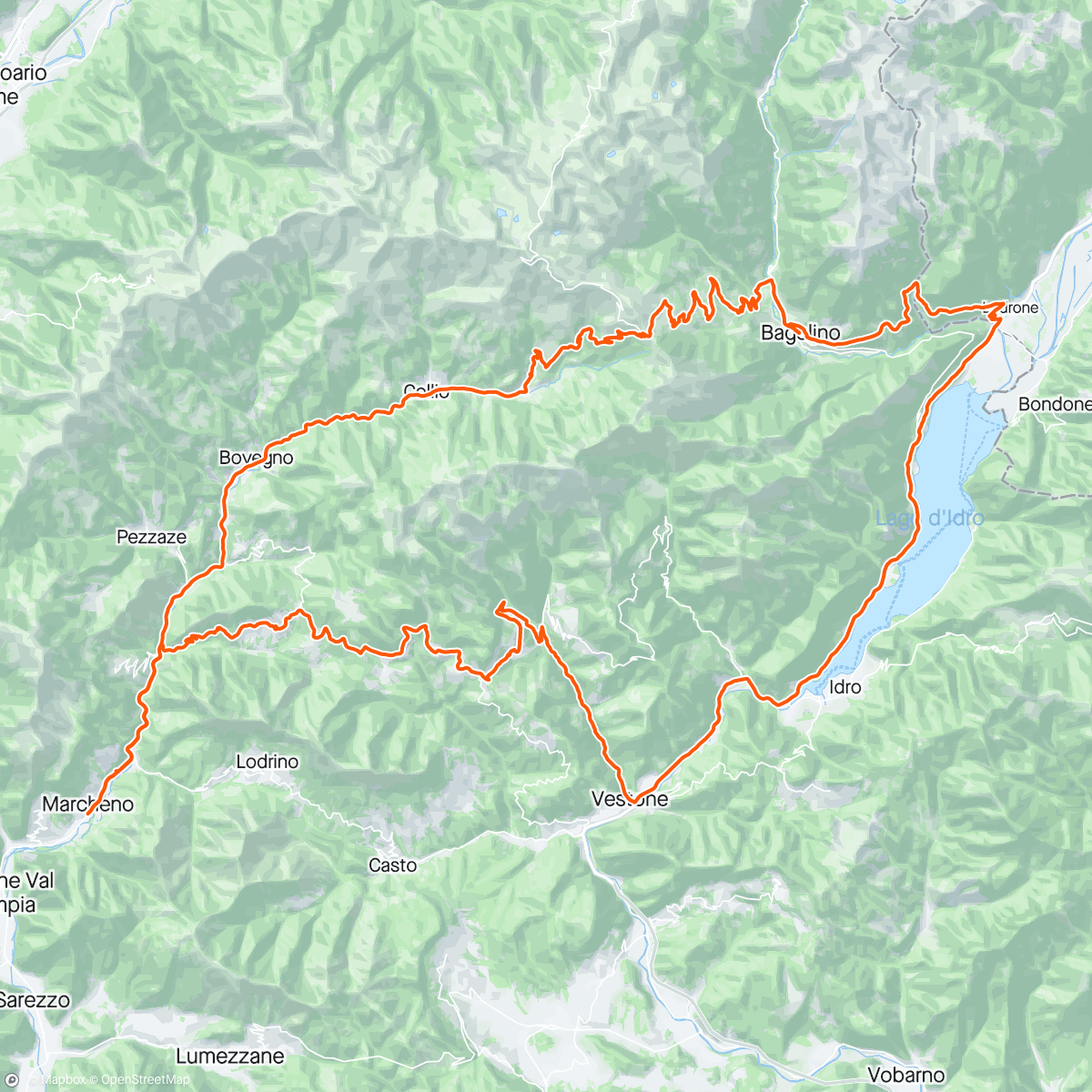 Map of the activity, Pertiche-Riccomassimo-Maniva