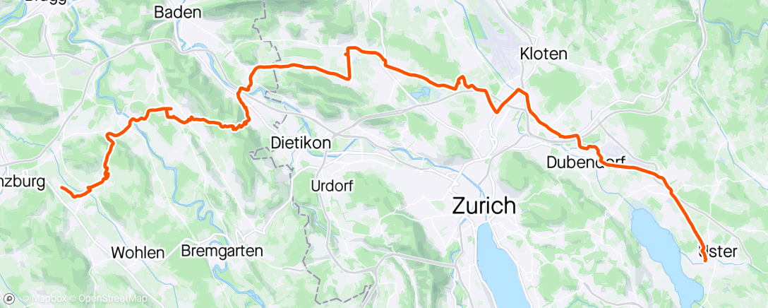 Mapa de la actividad, Heimfahrt von Hendschiken nach Uster 🌥️