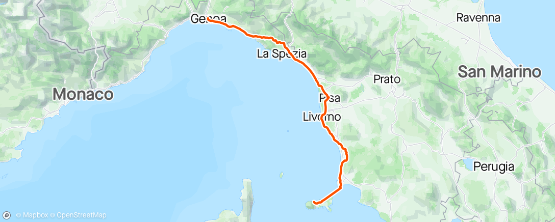 Map of the activity, Torino-Elba del 2
