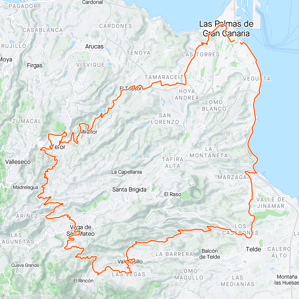 Karte der Aktivität „May 26, 2024 - Climbing the mountains around Las Palmas de Gran Canaria with Robert”