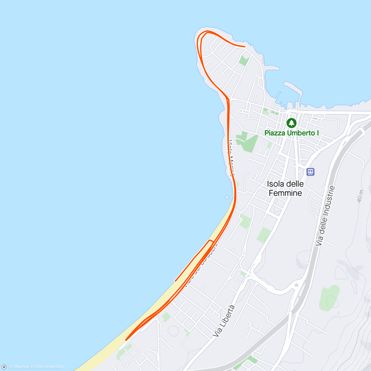 Map of the activity, Corsa in riva al mare