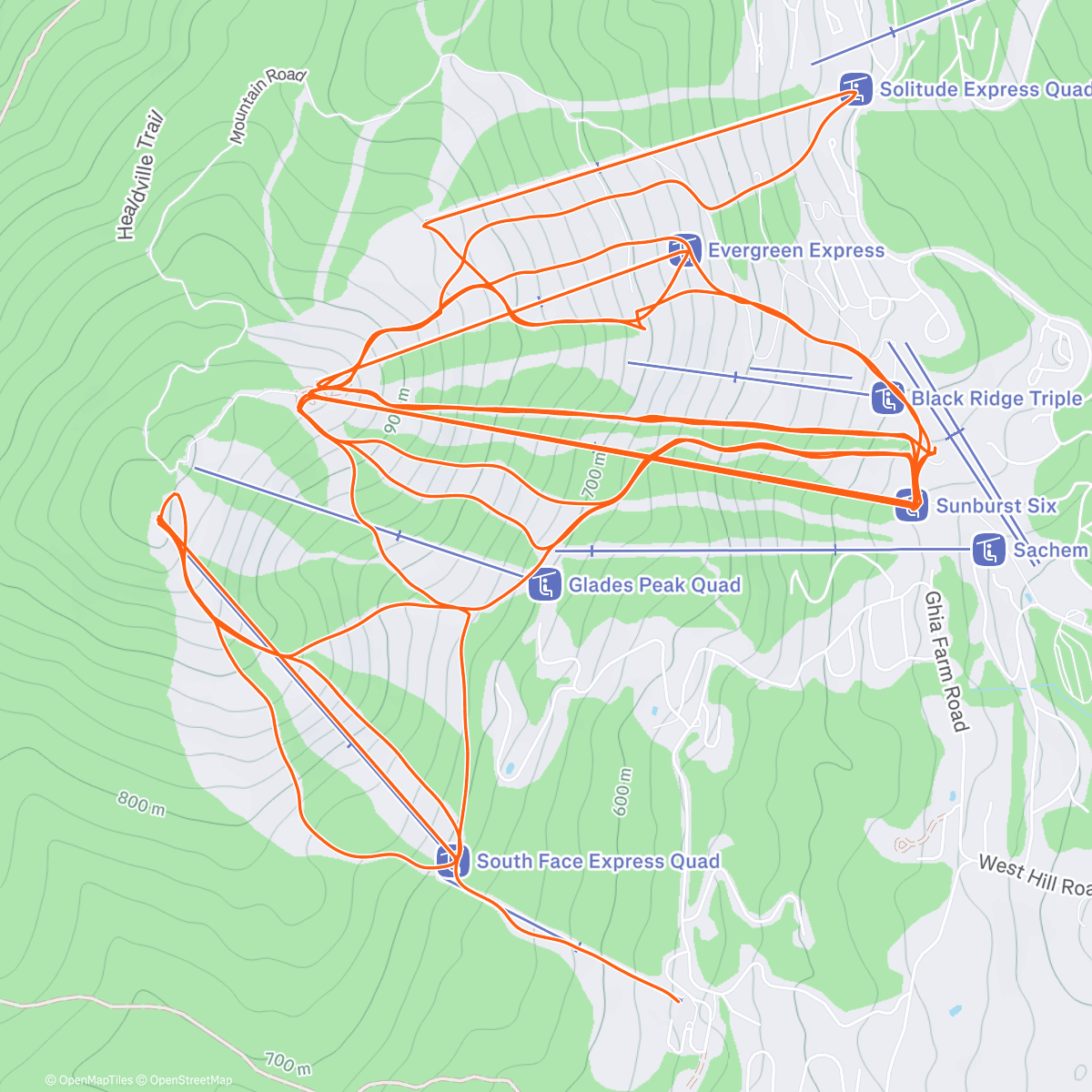 Map of the activity, Slopes - A day skiing at Okemo Mountain Resort