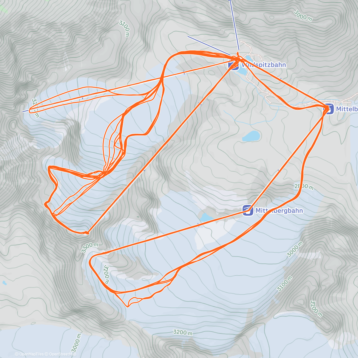Map of the activity, Pitztaler Gletscher