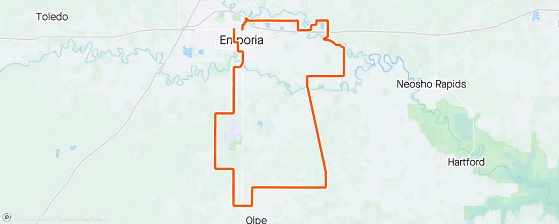 Map of the activity, Easy ride in Flint Hills