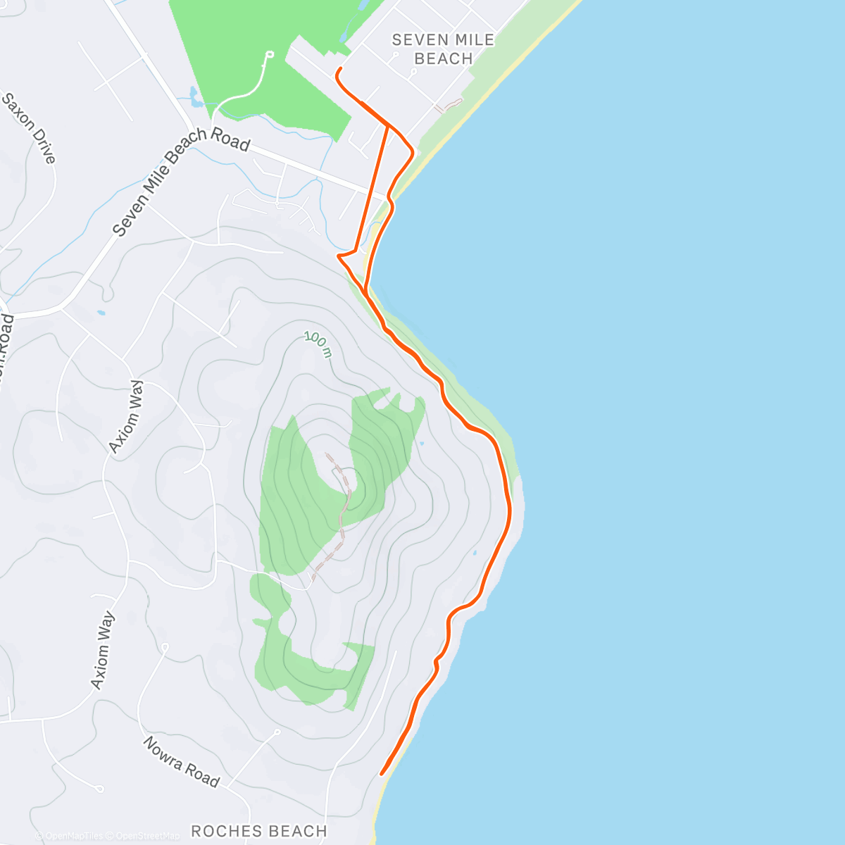 Map of the activity, 7km Hilly Long Run