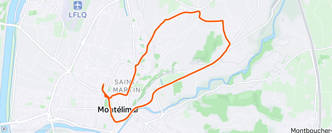 Map of the activity, Course à pied en soirée