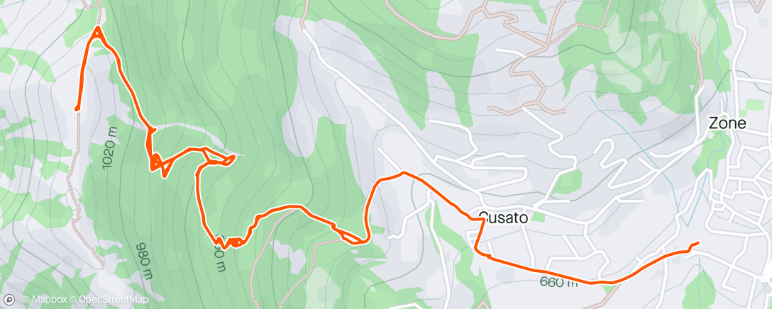 Mapa da atividade, Sessione di trail running pomeridiana
