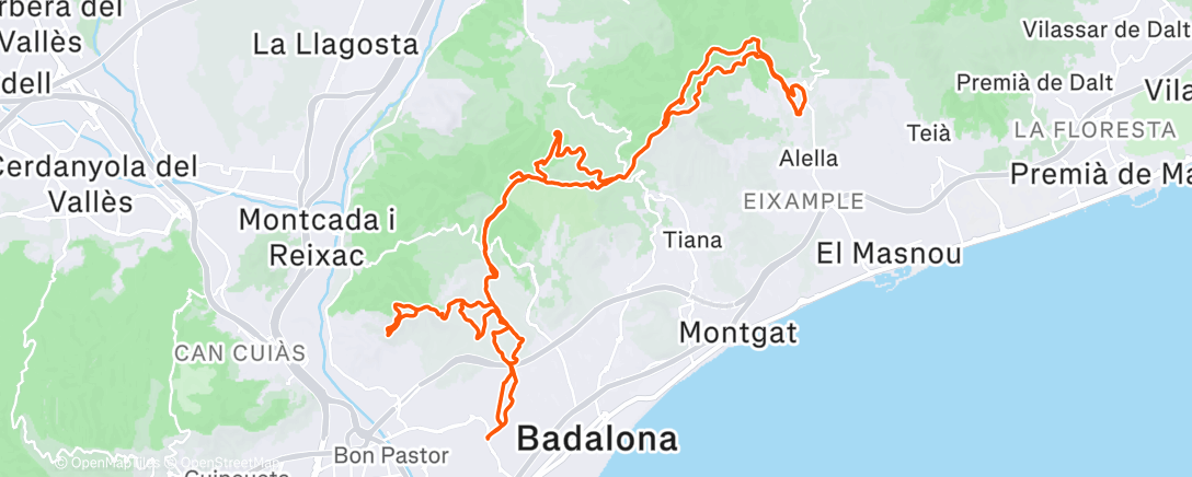 Map of the activity, Bicicleta por la mañana