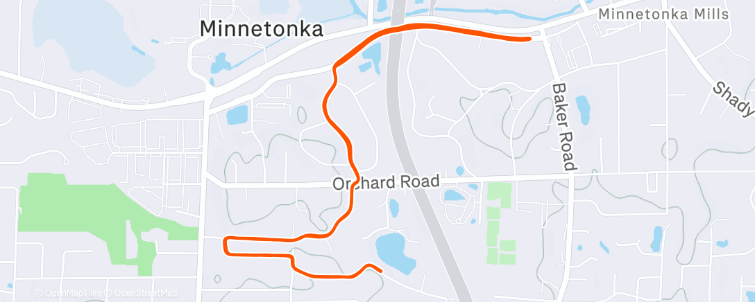 Map of the activity, Afternoon Run
