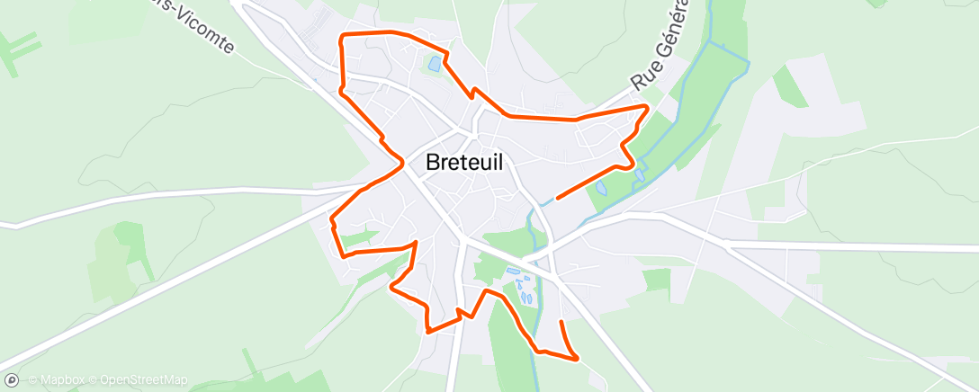 Map of the activity, Course à pied en soirée