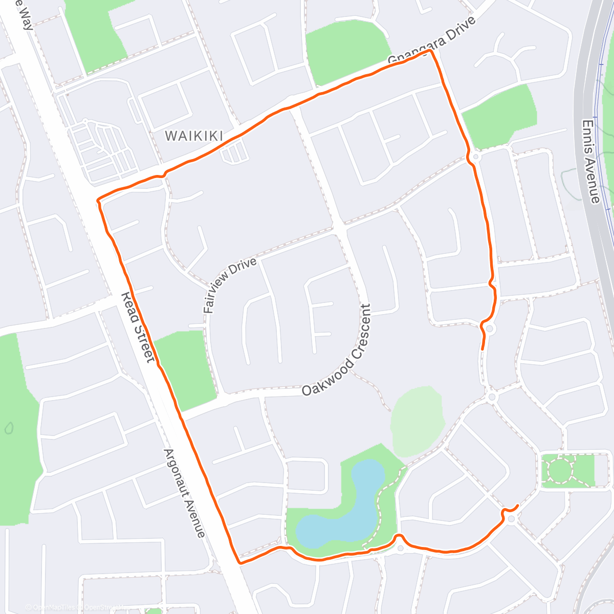Map of the activity, Morning interval run with Katherine and Lucy