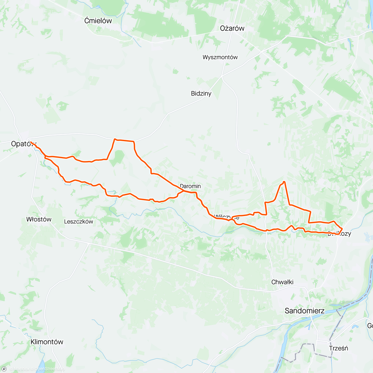 Map of the activity, Wilczyce - Dwikozy