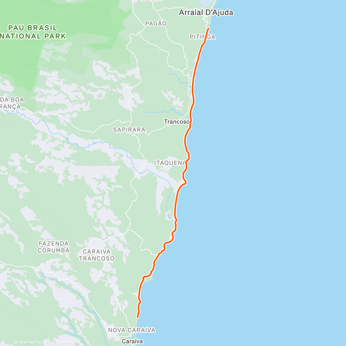Mappa dell'attività Arraial D'ajuda - Caraíva