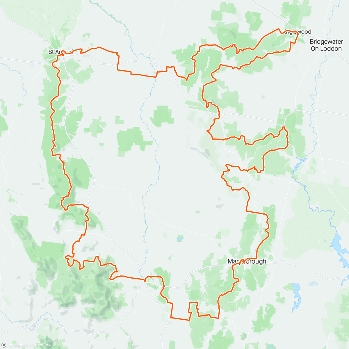 Map of the activity, Fools Gold Bike Packing