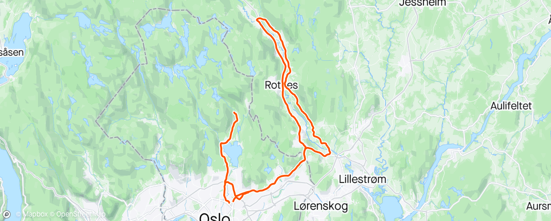 Map of the activity, Nittedal og Maridalen i vind