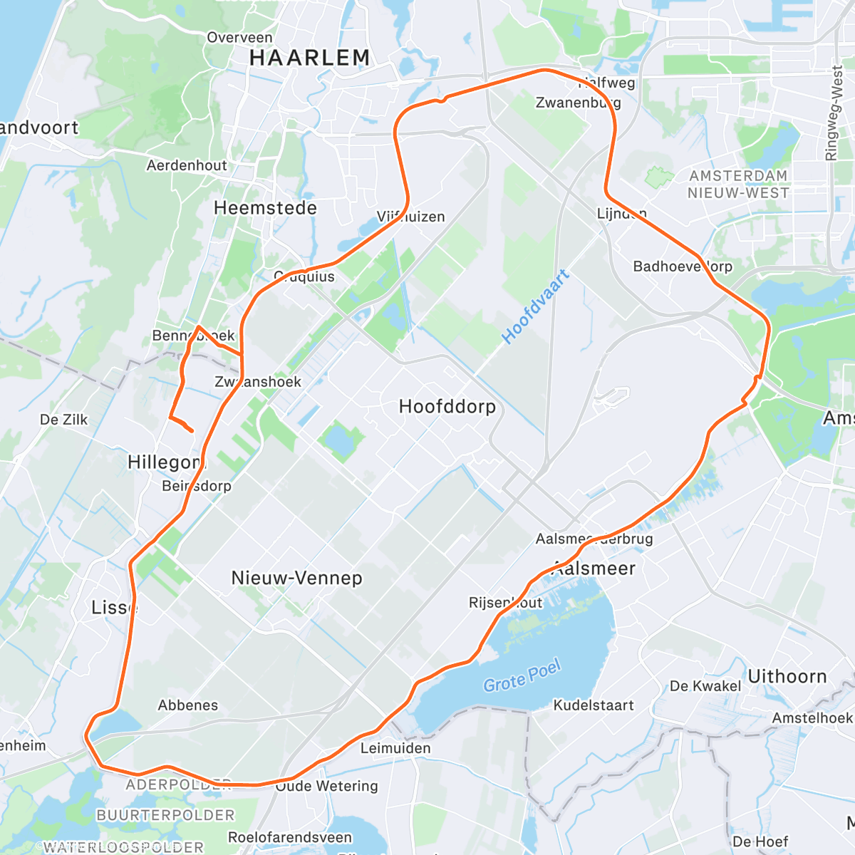 Map of the activity, Rondje windvaart zonder wattage metertje maar met windscherm