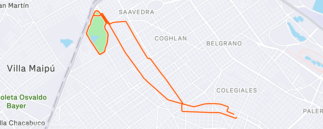 Map of the activity, Vuelta ciclista vespertina