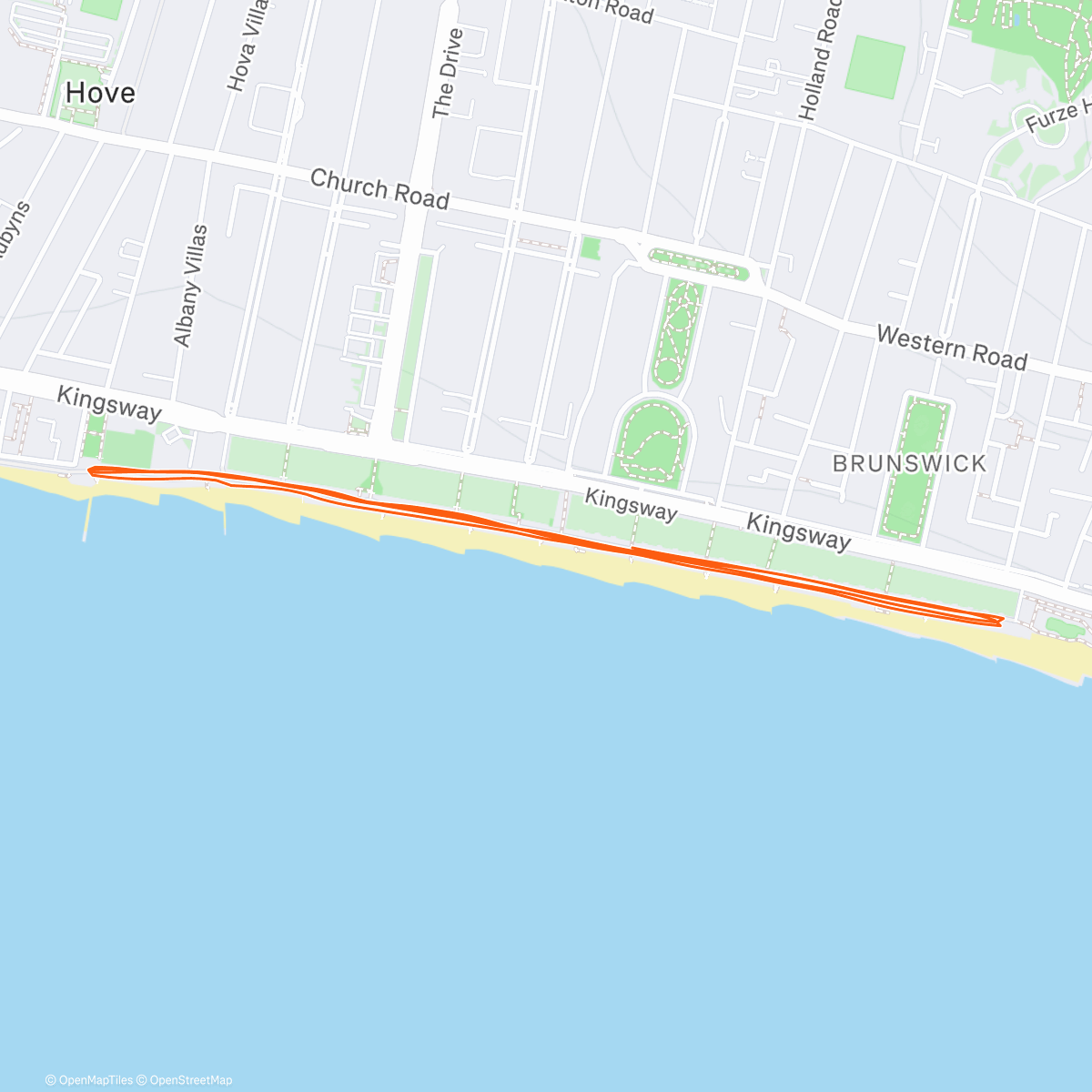 Map of the activity, Hove Prom Parkrun #5k