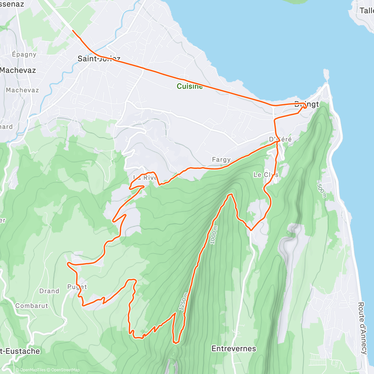 Map of the activity, Crête Duingt