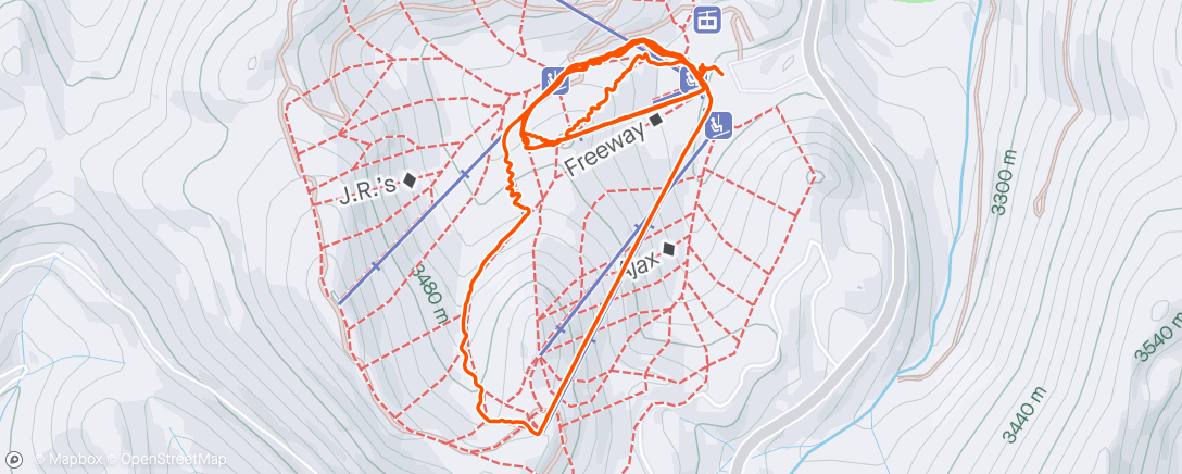 Map of the activity, Ski day, 68 – last day of work