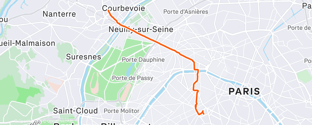 Map of the activity, Afternoon Run