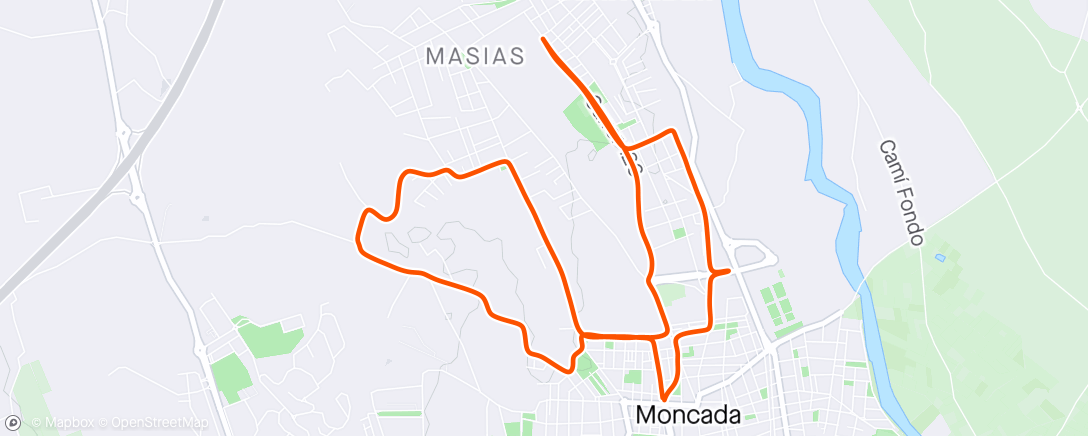 Map of the activity, 10k Moncada. 2 de la General