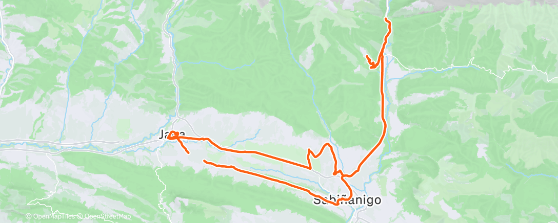 Map of the activity, Bicicleta a la hora del almuerzo