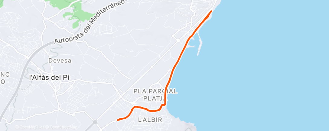 Map of the activity, Course à pied du midi