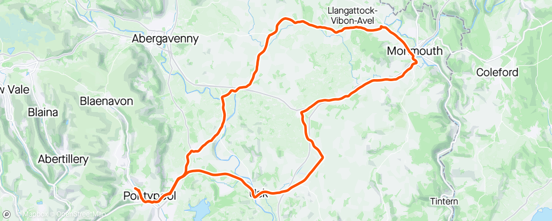 Map of the activity, 45m ride