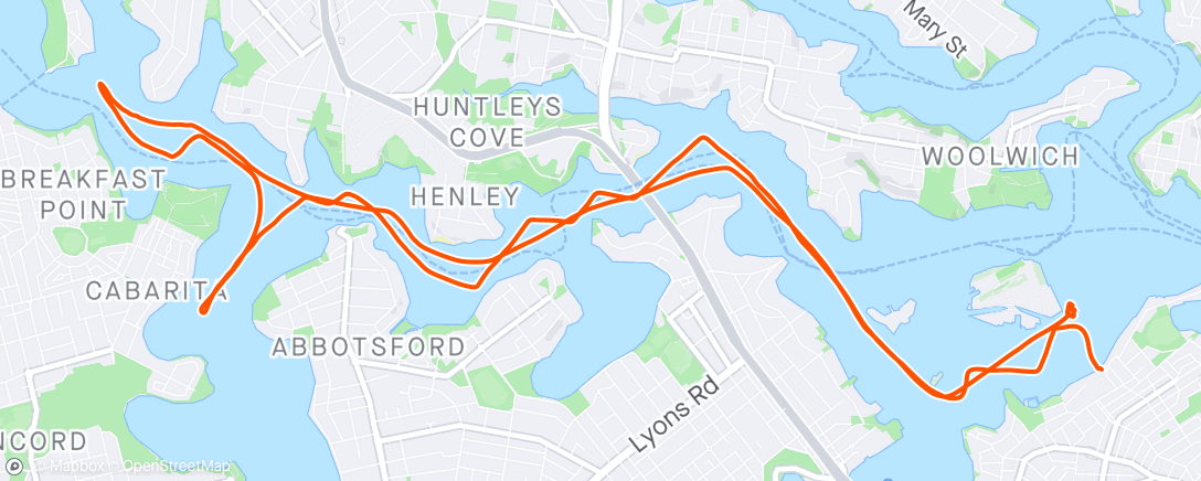 Map of the activity, Parramatta river pursuit race