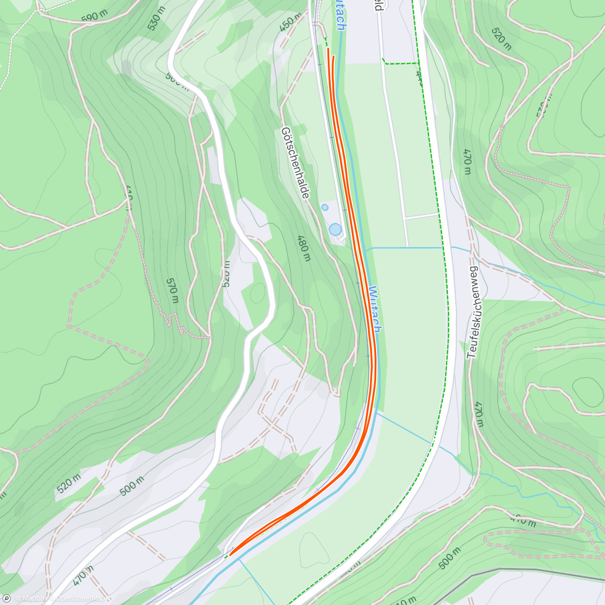 Mapa de la actividad, Lauf am Nachmittag