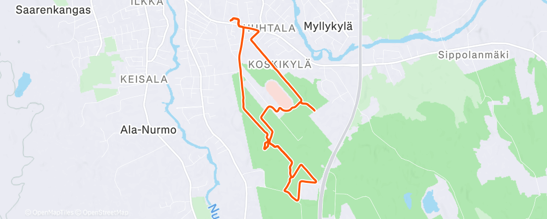 Map of the activity, Evening Run