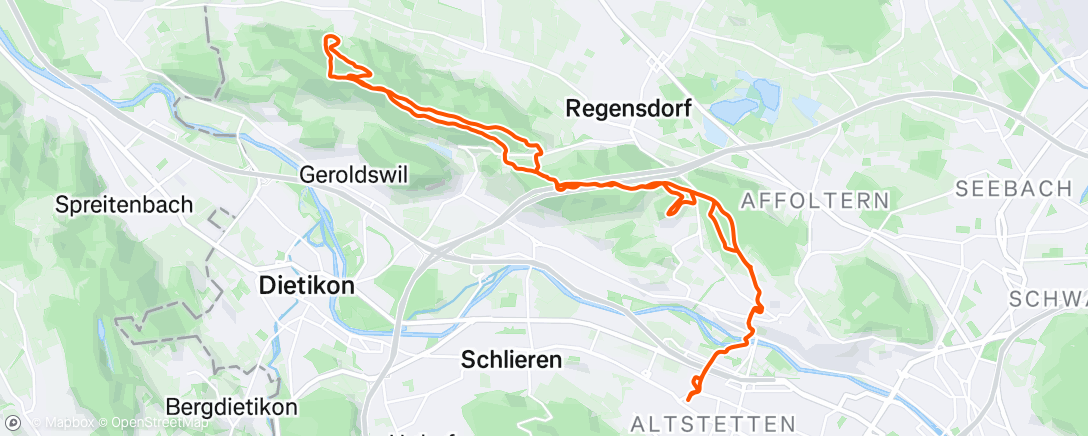 Map of the activity, Lunch Mountain Bike Ride