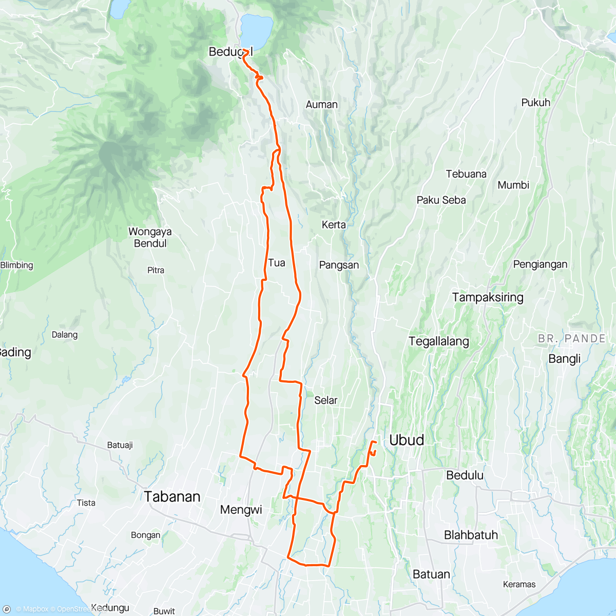 Map of the activity, Barong Climbmax - Bedugal and back