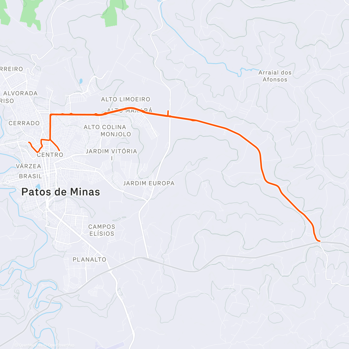 Map of the activity, Road bike