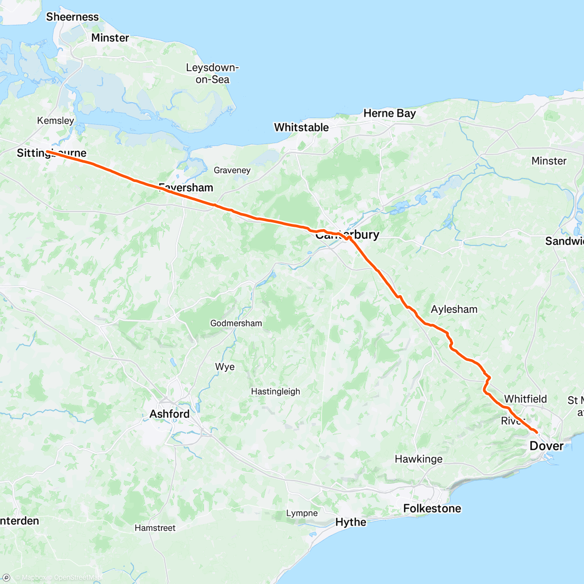 Map of the activity, Day 516 / #CPT2LDN / Dover to Sittingbourne (Leg 4)