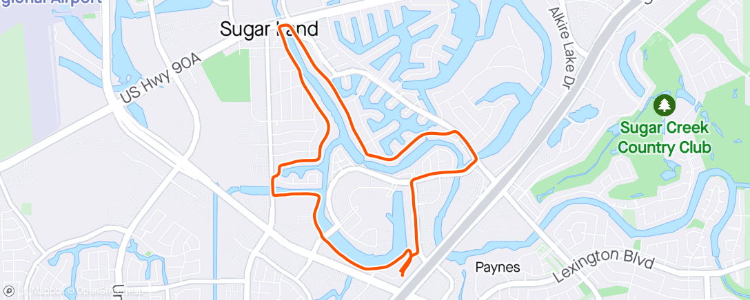アクティビティ「Evening Run (with Fleet Feet Sugar Land Running Club), Sugar Land, TX」の地図