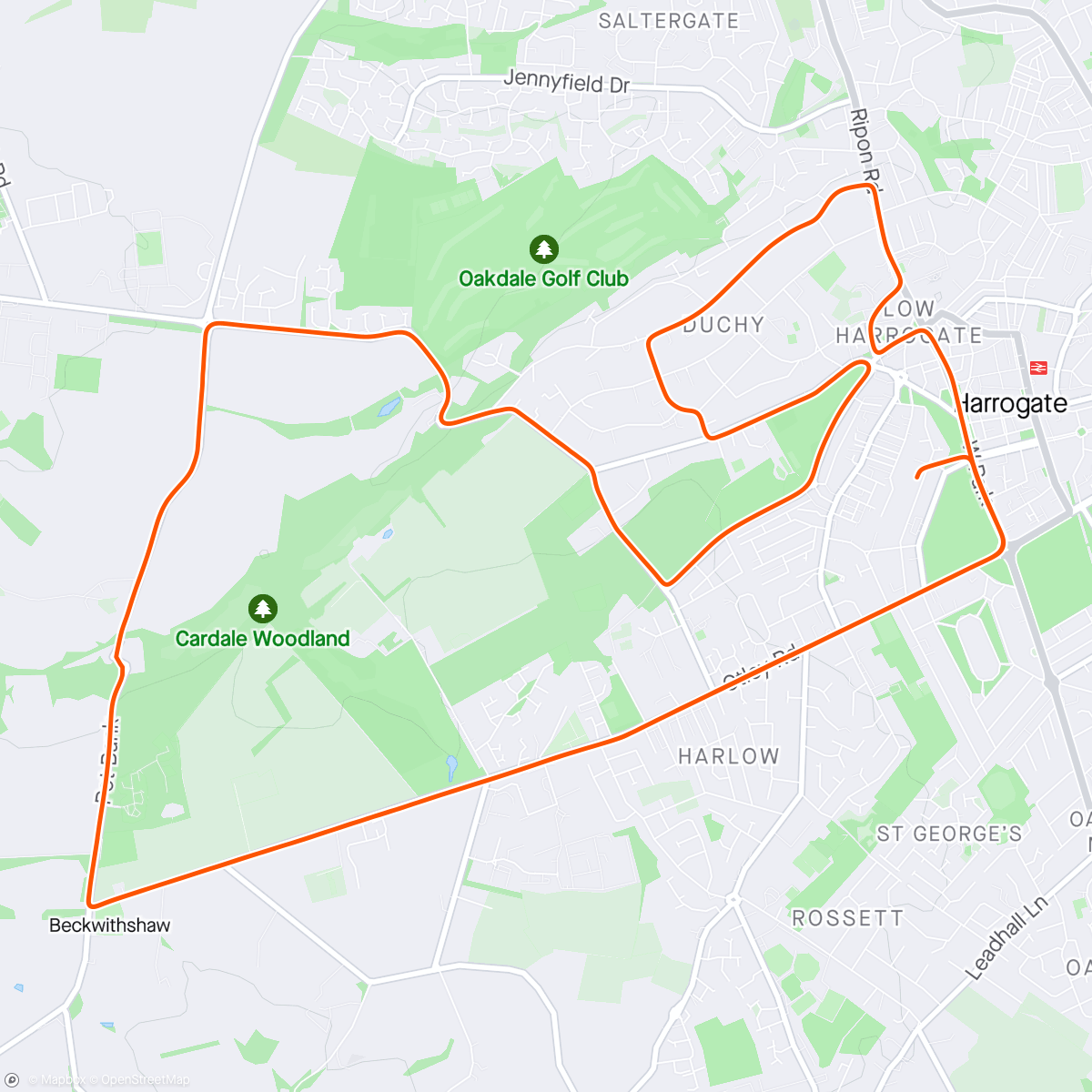 Map of the activity, Zwift - Group Workout: The Grind Finale (E) on 2019 Worlds Harrogate Circuit in Yorkshire