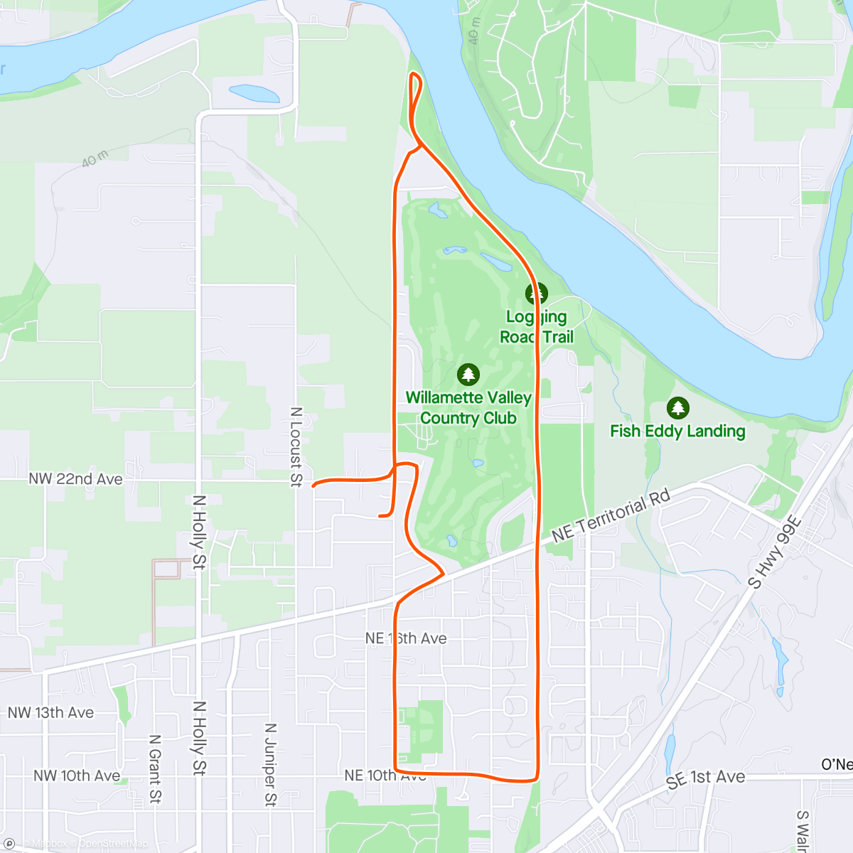 Map of the activity, 5 Mile Run Around Canby