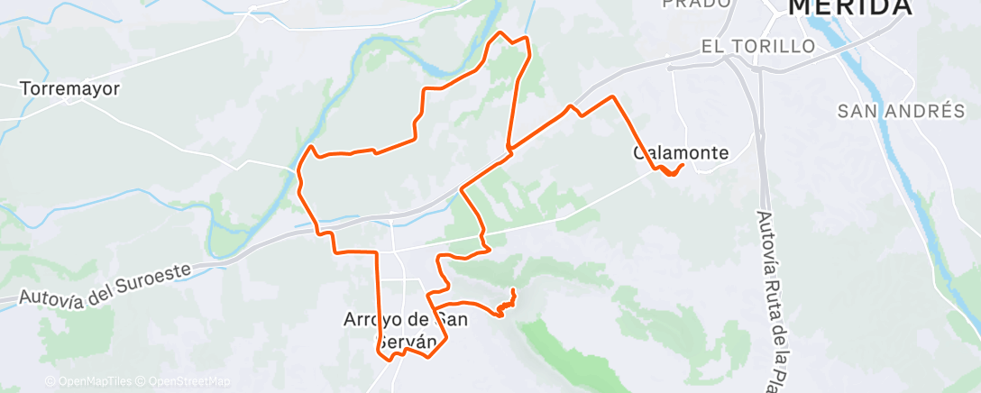 Map of the activity, Bicicleta de montaña por la tarde
