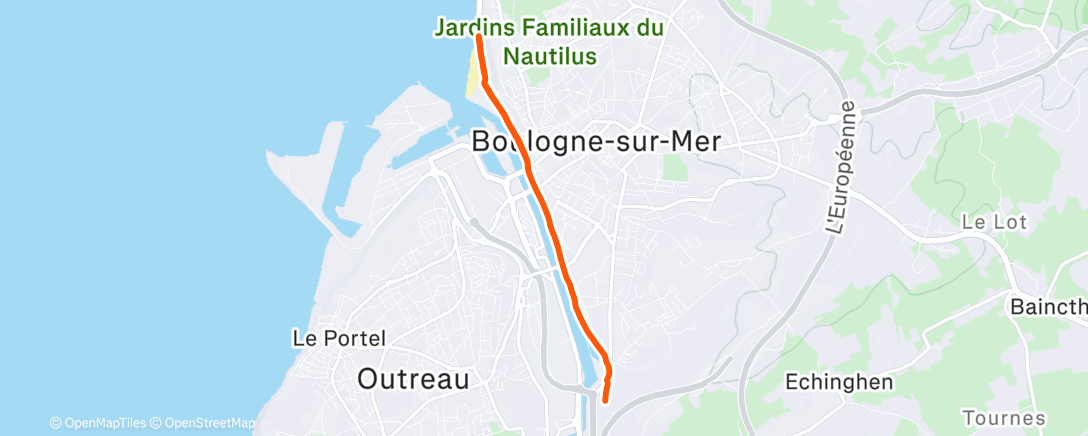 Map of the activity, Course à pied le matin