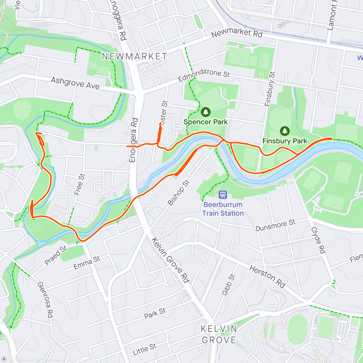 Mapa de la actividad (Bowie walk/run)